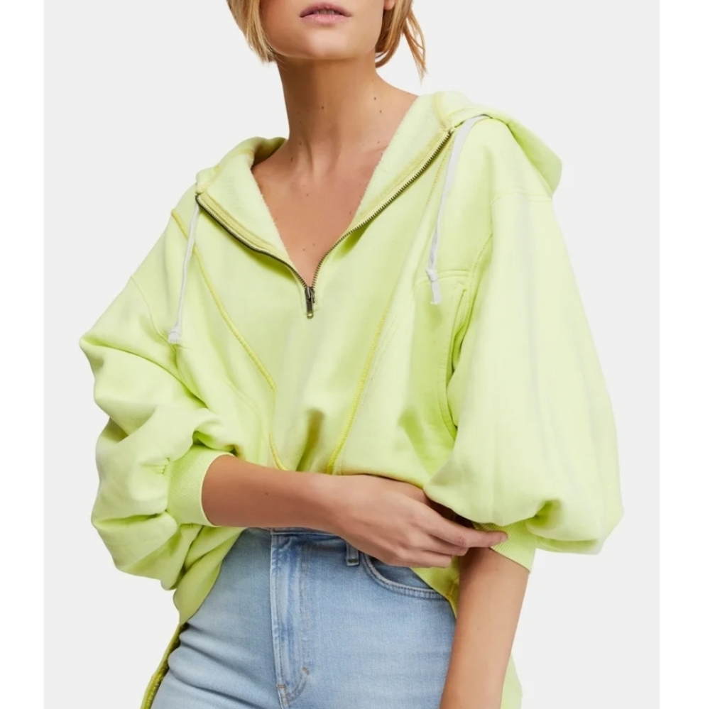 Free People High Road Yellow Hooded Pullover Small